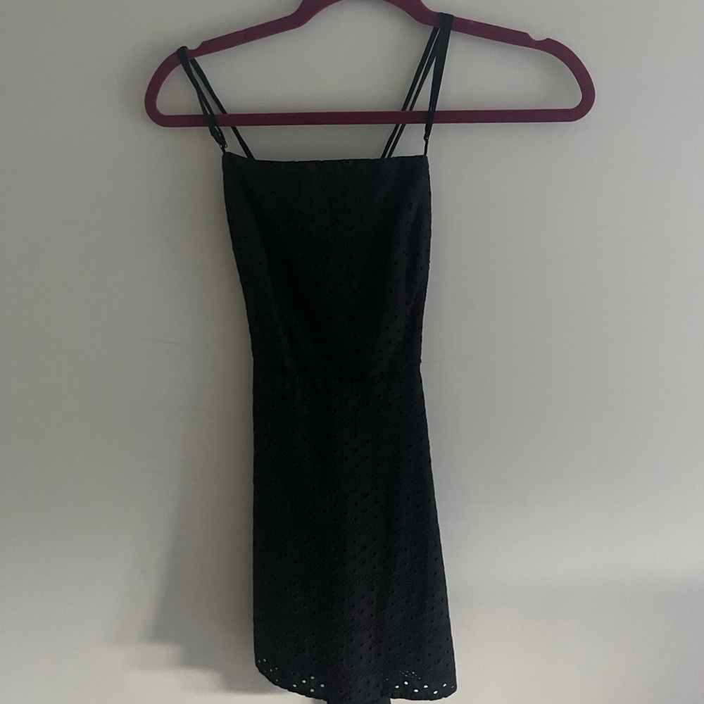 Women’s Urban Outfitters black lace patterned open back dress